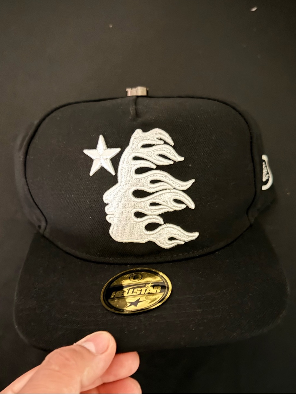 Hellstar “Path To Paradise” Flame Head Snapback Hat - Black